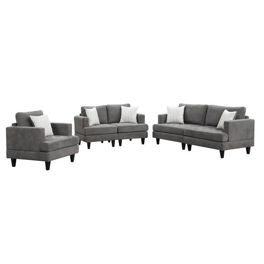Lilola Home - Callaway 80inW Gray Chenille Sofa Loveseat Chair Living Room Set with Throw Pillows-89114-SLC veiw 1