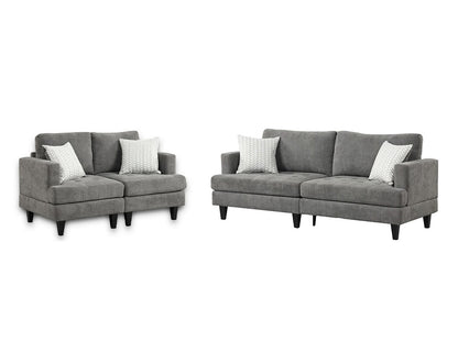 Lilola Home - Callaway 80inW Gray Chenille Sofa Loveseat Living Room Set with Throw Pillows-89114-SL veiw 1