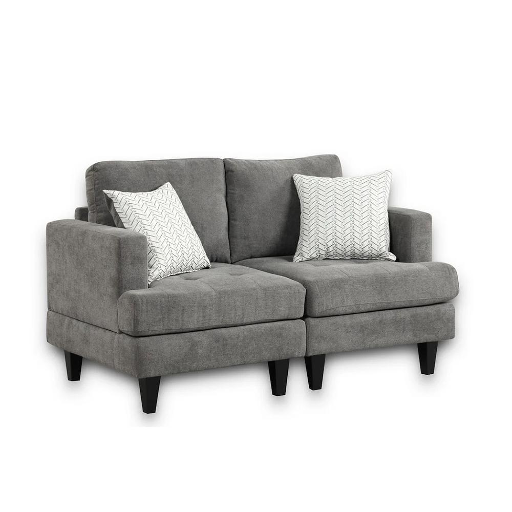Lilola Home - Callaway 80inW Gray Chenille Sofa Loveseat Living Room Set with Throw Pillows-89114-SL veiw 3