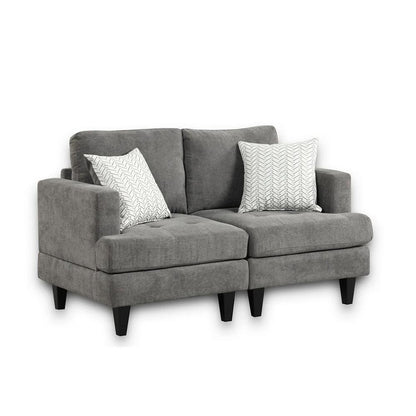 Lilola Home - Callaway 80inW Gray Chenille Sofa Loveseat Living Room Set with Throw Pillows-89114-SL veiw 3