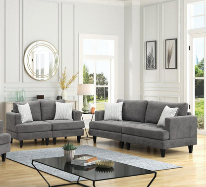 Lilola Home - Callaway 80inW Gray Chenille Sofa Loveseat Living Room Set with Throw Pillows-89114-SL veiw 4