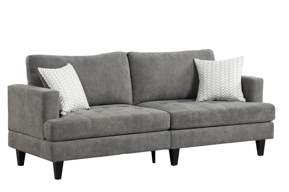 Lilola Home - Callaway 80inW Gray Chenille Sofa with Throw Pillows-89114-S veiw 1