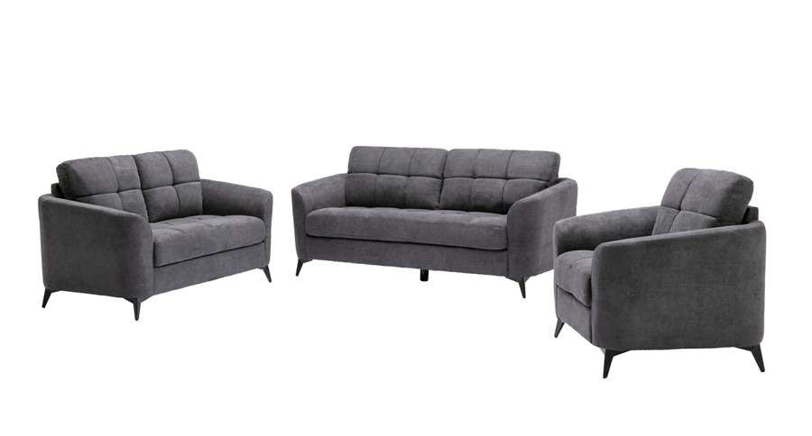 Lilola Home - Callie Gray Velvet Fabric Sofa Loveseat Chair Living Room Set - 89727 veiw 1