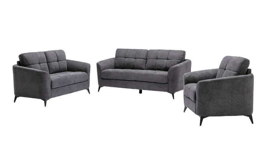 Lilola Home - Callie Gray Velvet Fabric Sofa Loveseat Chair Living Room Set - 89727 veiw 3