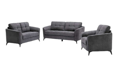 Lilola Home - Callie Gray Velvet Fabric Sofa Loveseat Chair Living Room Set - 89727 veiw 3