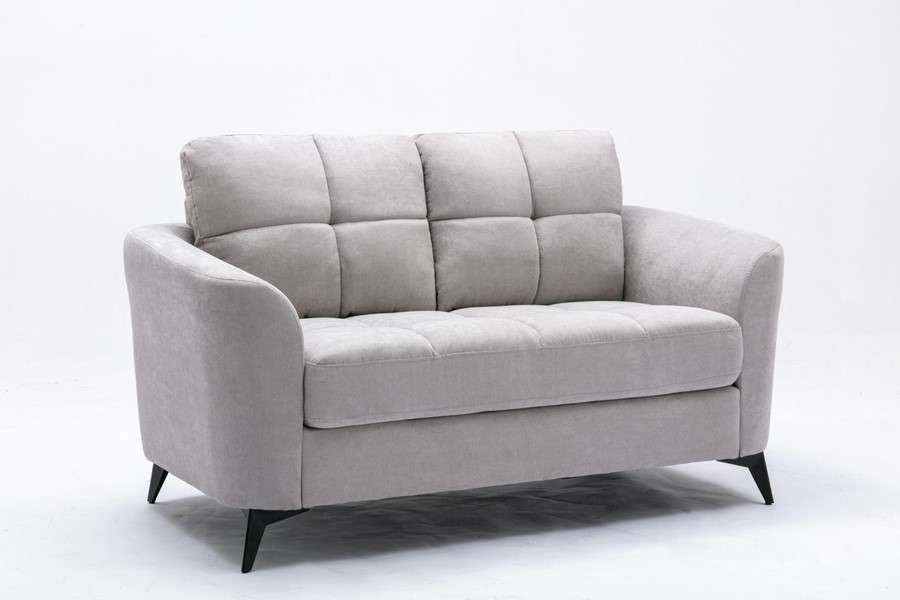 Lilola Home - Callie Light Gray Velvet Fabric Loveseat - 89727LG-L veiw 1