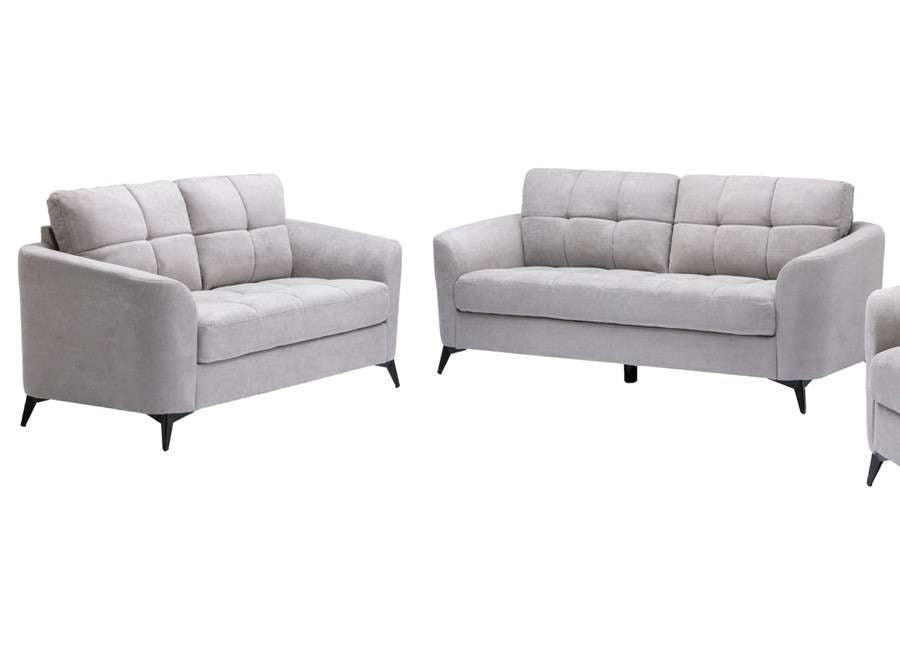 Lilola Home - Callie Light Gray Velvet Fabric Sofa Loveseat Living Room Set - 89727LG-SL veiw 1