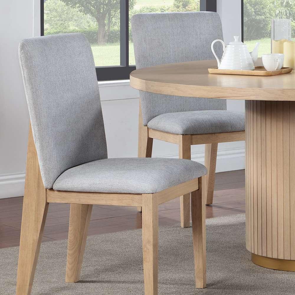 Lilola Home - Caspian (Set of 2) Gray Linen and Oak Finish Dining Chair - 30030-C veiw 6