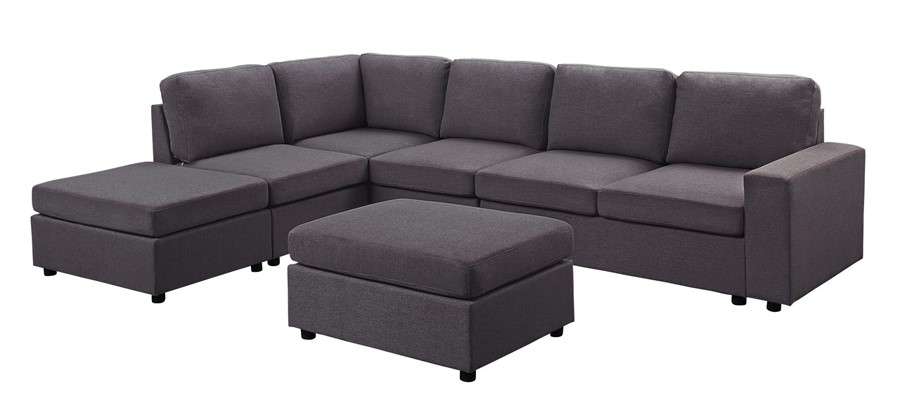 Lilola Home - Cassia Modular Sectional Sofa with Ottoman in Dark Gray Linen - 81801-7_CLOSEOUT veiw 1