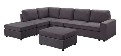 Lilola Home - Cassia Modular Sectional Sofa with Ottoman in Dark Gray Linen - 81801-7_CLOSEOUT veiw 1