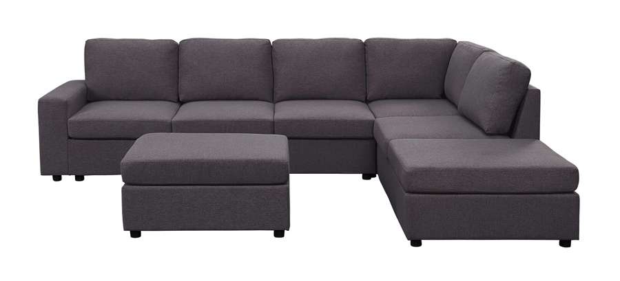 Lilola Home - Cassia Modular Sectional Sofa with Ottoman in Dark Gray Linen - 81801-7_CLOSEOUT veiw 2