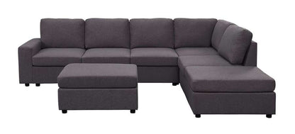 Lilola Home - Cassia Modular Sectional Sofa with Ottoman in Dark Gray Linen - 81801-7_CLOSEOUT veiw 2