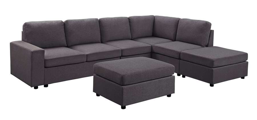 Lilola Home - Cassia Modular Sectional Sofa with Ottoman in Dark Gray Linen - 81801-7_CLOSEOUT veiw 3