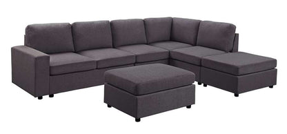 Lilola Home - Cassia Modular Sectional Sofa with Ottoman in Dark Gray Linen - 81801-7_CLOSEOUT veiw 3