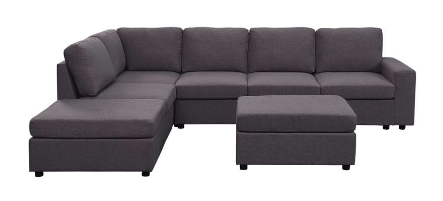 Lilola Home - Cassia Modular Sectional Sofa with Ottoman in Dark Gray Linen - 81801-7_CLOSEOUT veiw 4