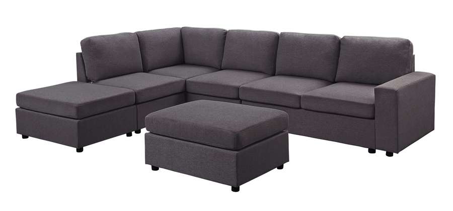 Lilola Home - Cassia Modular Sectional Sofa with Ottoman in Dark Gray Linen - 81801-7_CLOSEOUT veiw 5