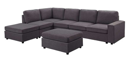 Lilola Home - Cassia Modular Sectional Sofa with Ottoman in Dark Gray Linen - 81801-7_CLOSEOUT veiw 5