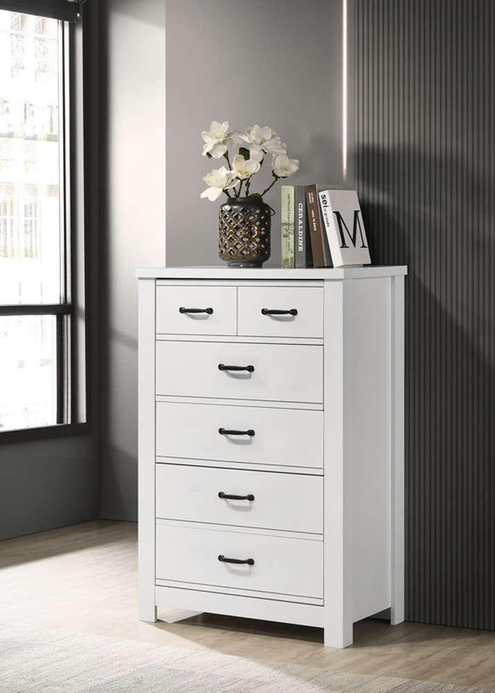 Lilola Home - Cassini White 5-Drawer Chest - 58901CH veiw 1