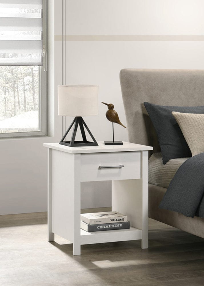 Lilola Home - Celeste 20"W White 1-Drawer Nightstand Bedside Table - 58903NS view 1