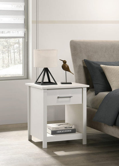 Lilola Home - Celeste 20"W White 1-Drawer Nightstand Bedside Table - 58903NS view 1