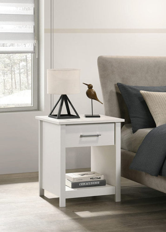 Lilola Home - Celeste 20"W White 1-Drawer Nightstand Bedside Table - 58903NS view 1