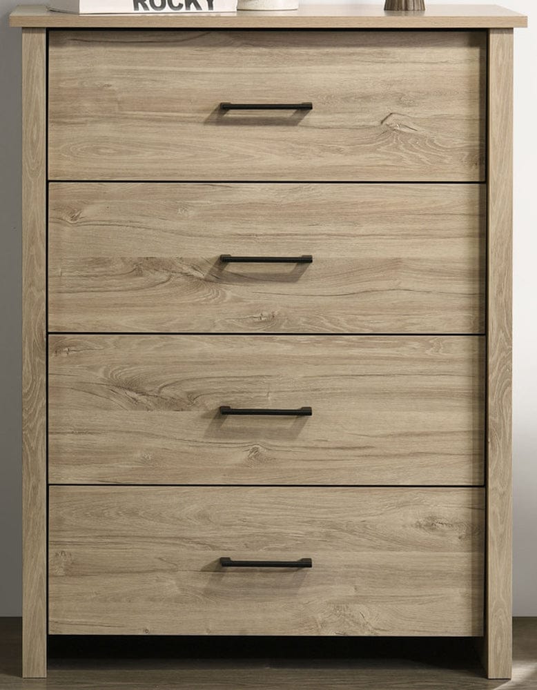 Lilola Home - Celeste 32"W Light Oak Finish 4-Drawer Chest with Black Handles - 58904CH view 2