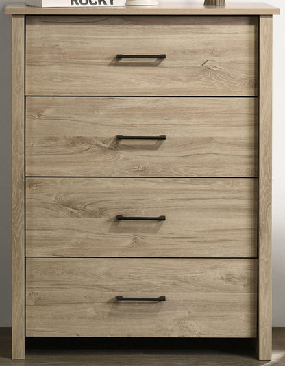 Lilola Home - Celeste 32"W Light Oak Finish 4-Drawer Chest with Black Handles - 58904CH view 2