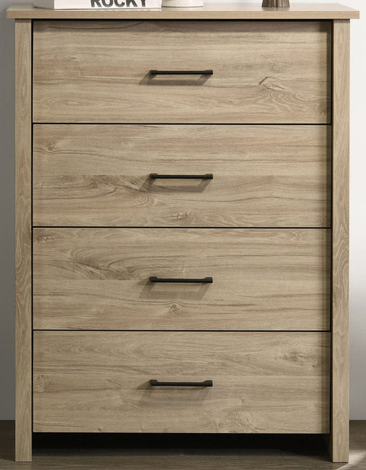 Lilola Home - Celeste 32"W Light Oak Finish 4-Drawer Chest with Black Handles - 58904CH view 2