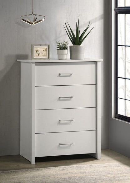 Lilola Home - Celeste 32"W White 4-Drawer Chest with Silver Handles - 58903CH view 1