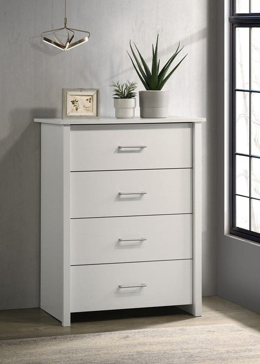 Lilola Home - Celeste 32"W White 4-Drawer Chest with Silver Handles - 58903CH view 1