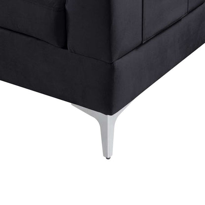 Lilola Home - Chloe Black Velvet Sectional Sofa Chaise with USB Charging Port - 81397 veiw 5