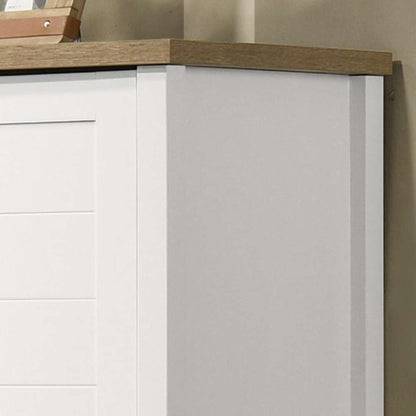 Lilola Home - Claire White Storage Cabinet with Oak Accent Finish and Framed Slatted Panel Design - 96001 veiw 6