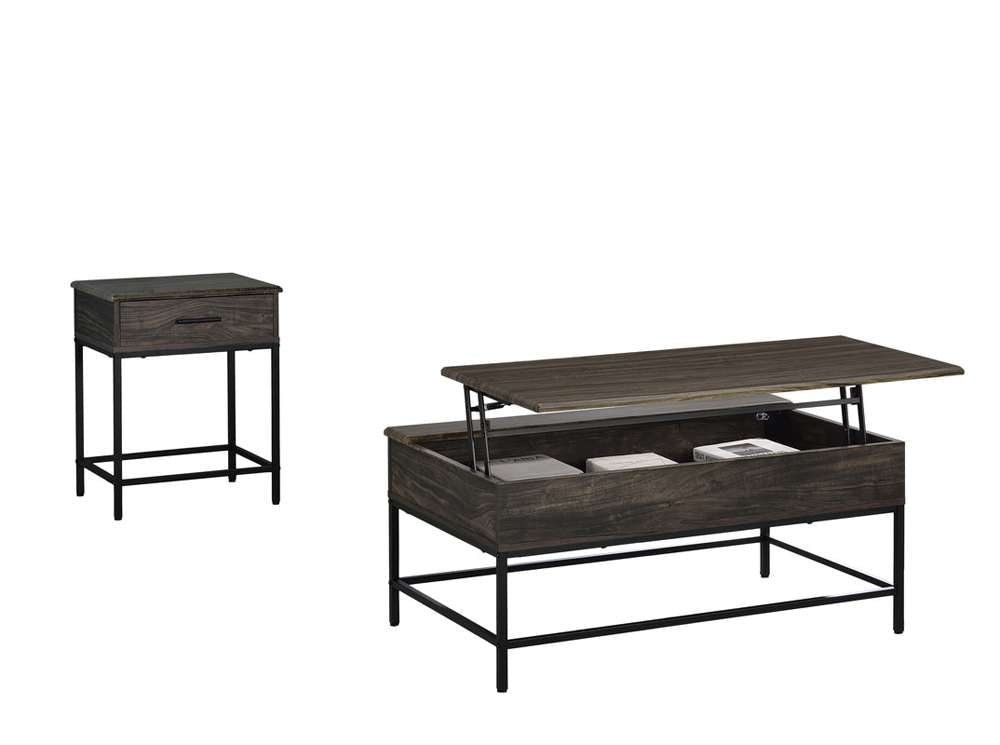 Lilola Home - Cliff 2 Piece Brown MDF Lift Top Coffee and End Table Set  - 98042-EC veiw 1