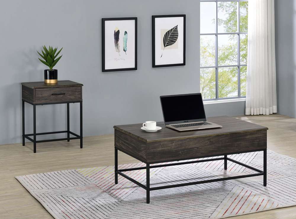 Lilola Home - Cliff 2 Piece Brown MDF Lift Top Coffee and End Table Set  - 98042-EC veiw 3