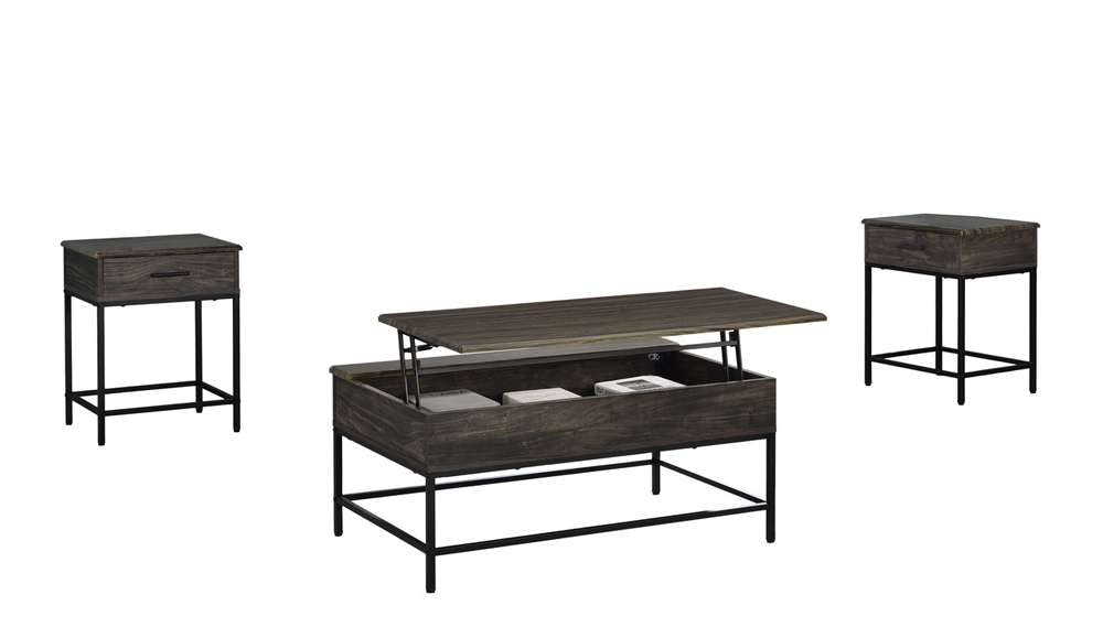 Lilola Home - Cliff 3 Piece Brown MDF Lift Top Coffee and End Table Set  - 98042-EEC veiw 1