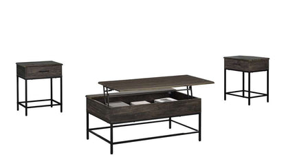 Lilola Home - Cliff 3 Piece Brown MDF Lift Top Coffee and End Table Set  - 98042-EEC veiw 1
