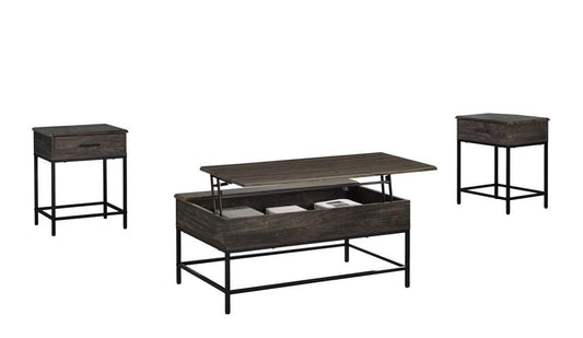 Lilola Home - Cliff 3 Piece Brown MDF Lift Top Coffee and End Table Set  - 98042-EEC veiw 2