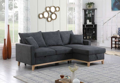 Lilola Home - Colton Dark Gray Woven Reversible Sleeper Sectional Sofa with Storage Chaise - 81344 veiw 1