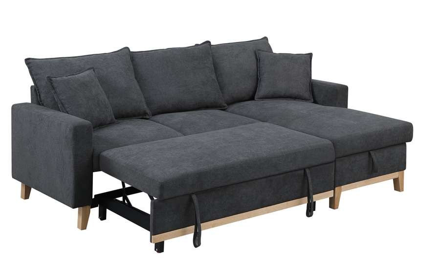 Lilola Home - Colton Dark Gray Woven Reversible Sleeper Sectional Sofa with Storage Chaise - 81344 veiw 2