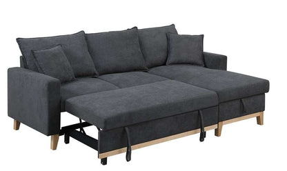 Lilola Home - Colton Dark Gray Woven Reversible Sleeper Sectional Sofa with Storage Chaise - 81344 veiw 2