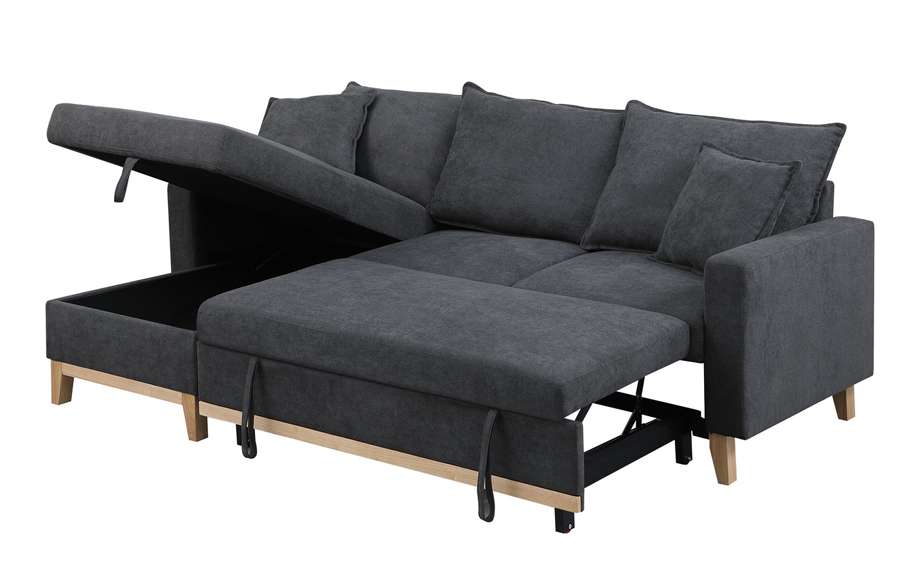 Lilola Home - Colton Dark Gray Woven Reversible Sleeper Sectional Sofa with Storage Chaise - 81344 veiw 3