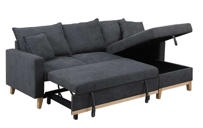 Lilola Home - Colton Dark Gray Woven Reversible Sleeper Sectional Sofa with Storage Chaise - 81344 veiw 4