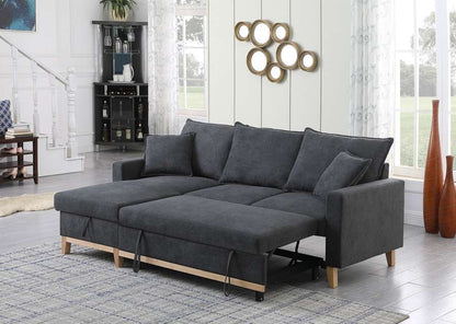 Lilola Home - Colton Dark Gray Woven Reversible Sleeper Sectional Sofa with Storage Chaise - 81344 veiw 6