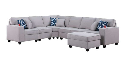 Lilola Home - Cooper Light Gray Linen 7Pc Reversible L-Shape Sectional Sofa with Ottoman and Cupholder - 89131-2B veiw 1