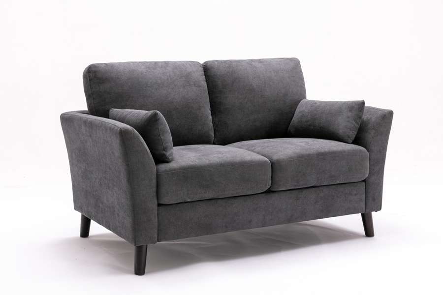 Lilola Home - Damian Gray Velvet Fabric Loveseat - 89728-L veiw 5
