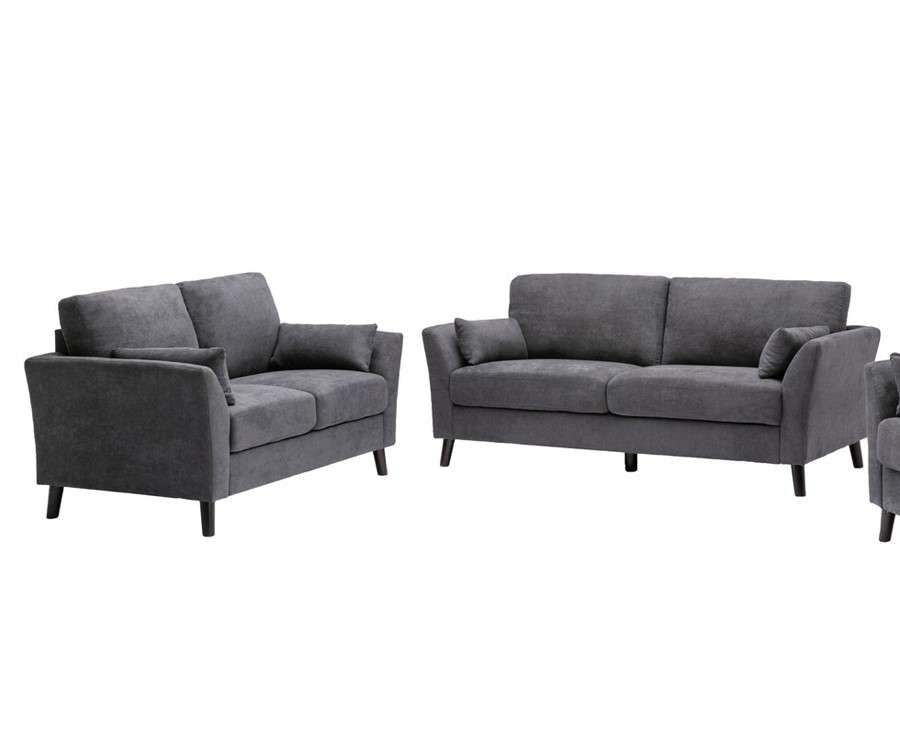 Lilola Home - Damian Gray Velvet Fabric Sofa Loveseat Living Room Set - 89728-SL veiw 1