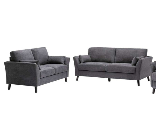 Lilola Home - Damian Gray Velvet Fabric Sofa Loveseat Living Room Set - 89728-SL veiw 1