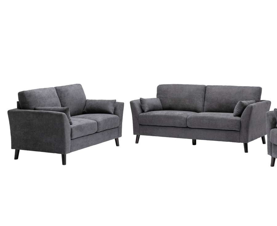 Lilola Home - Damian Gray Velvet Fabric Sofa Loveseat Living Room Set - 89728-SL veiw 2