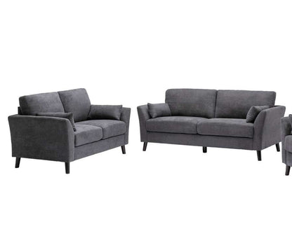 Lilola Home - Damian Gray Velvet Fabric Sofa Loveseat Living Room Set - 89728-SL veiw 2