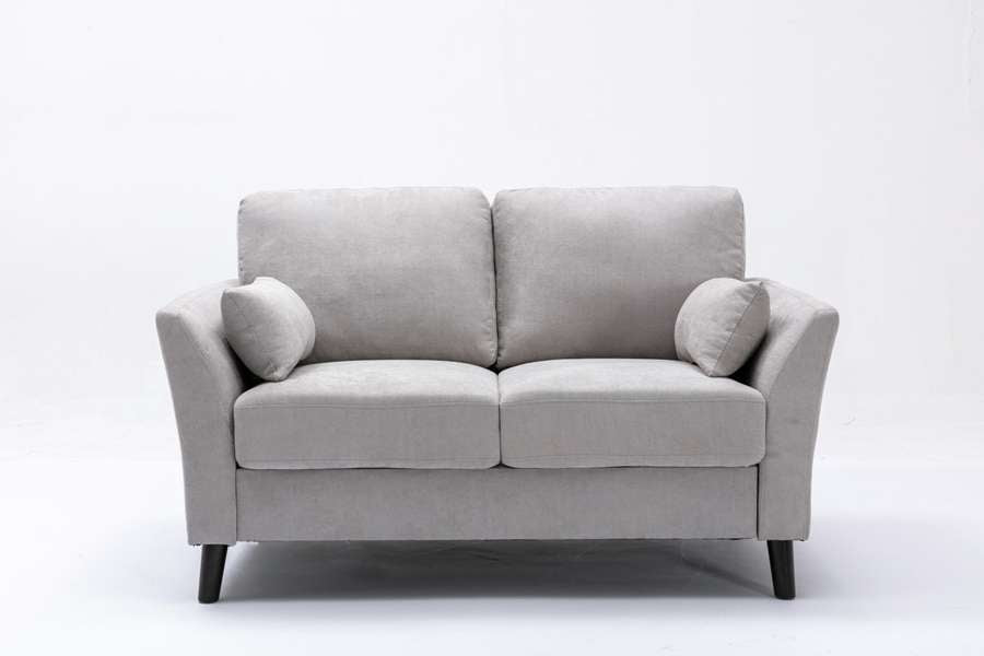 Lilola Home - Damian Light Gray Velvet Fabric Loveseat - 89728LG-L veiw 3